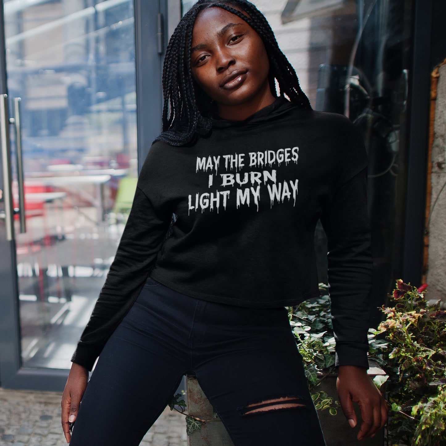 May The Bridges I Burn Light My Way Crop Hoodie