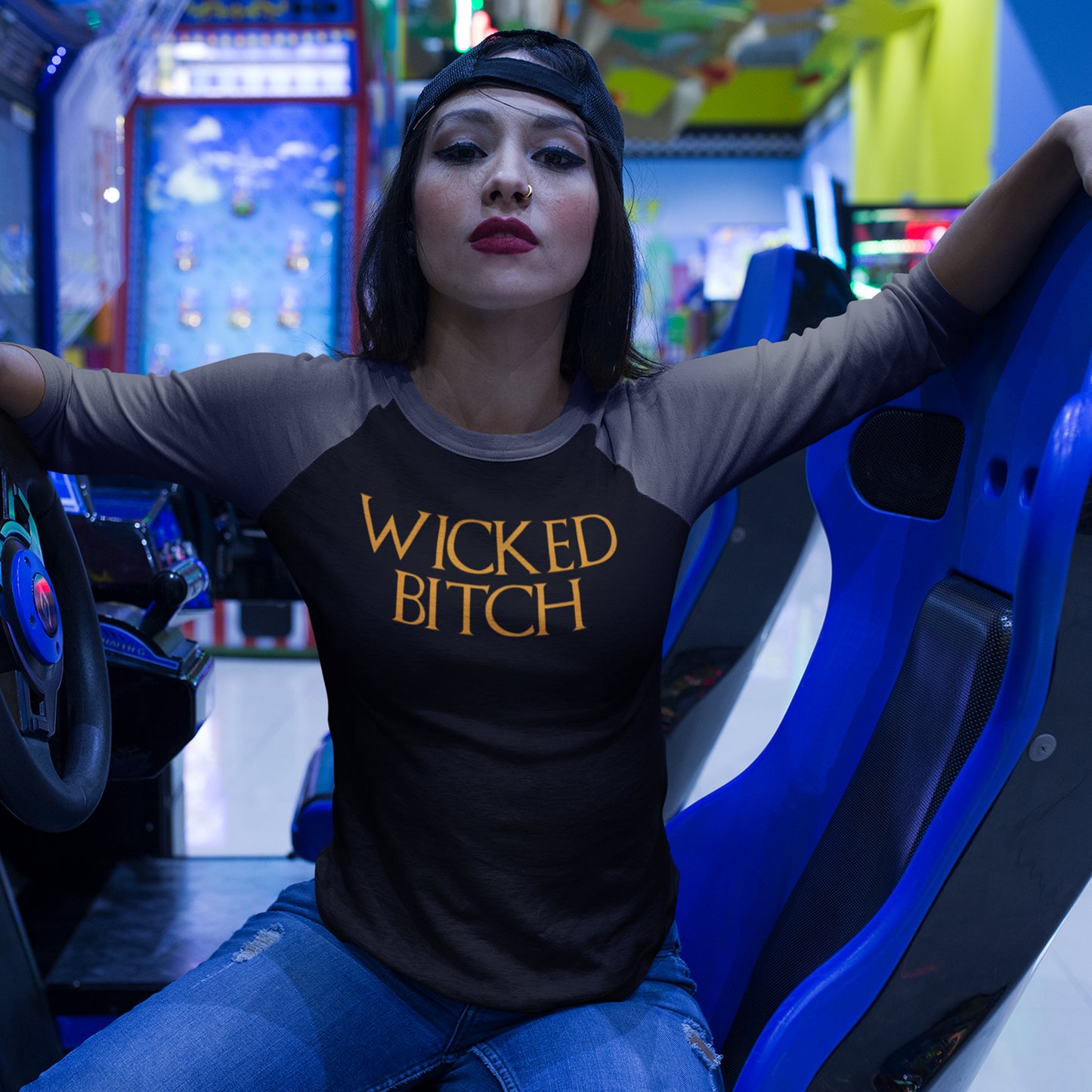 WICKED BITCH Unisex 3/4 Sleeve Raglan T-Shirt