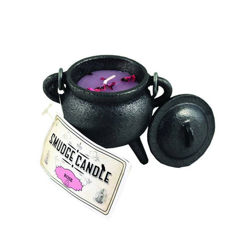 Rose Smudge Candle in 4 inch Cast Iron Cauldron