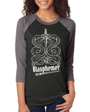 Blasphemer Snakes Raglan 3/4 Sleeve  Shirt