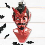 Devil Head Glass Christmas Ornament, Halloween Horror Decor