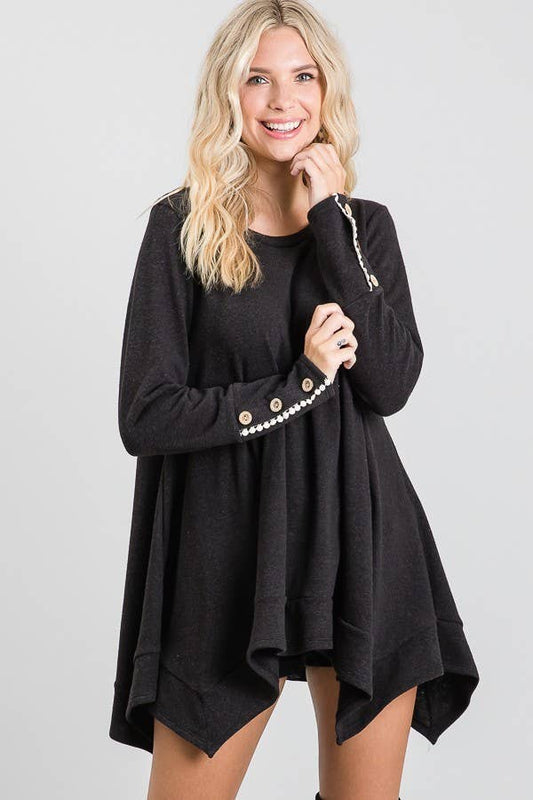 Asymmetric Tunic Top With Wrist Detail