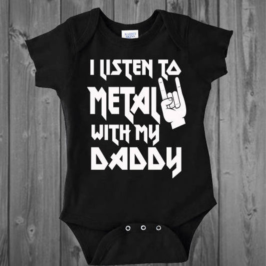 I listen to Metal with my Daddy Baby Bodysuit