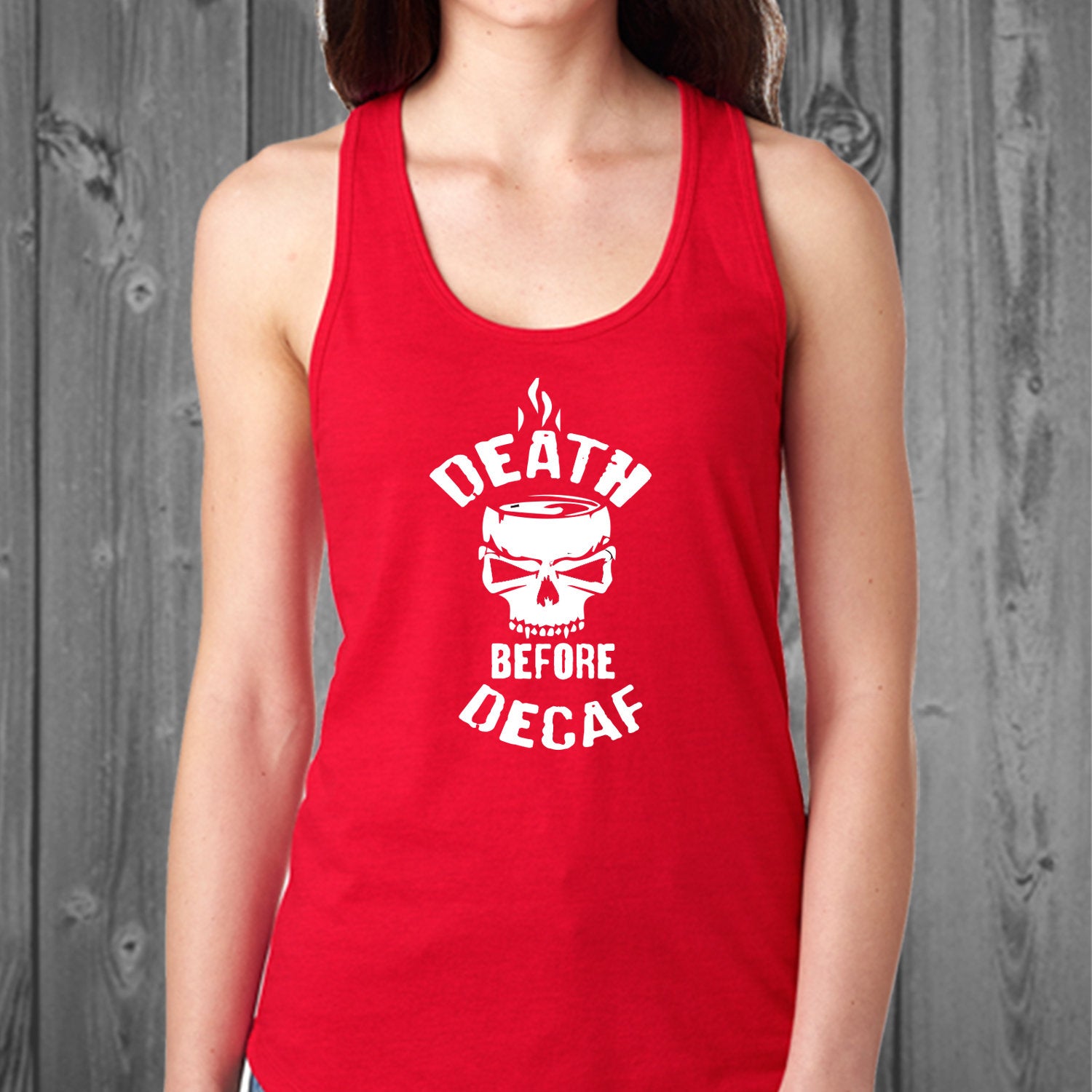 Death Before Decaf Racerback Women's Tank