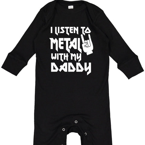 I Listen to Metal With My Daddy Long Sleeve Full Bodysuit