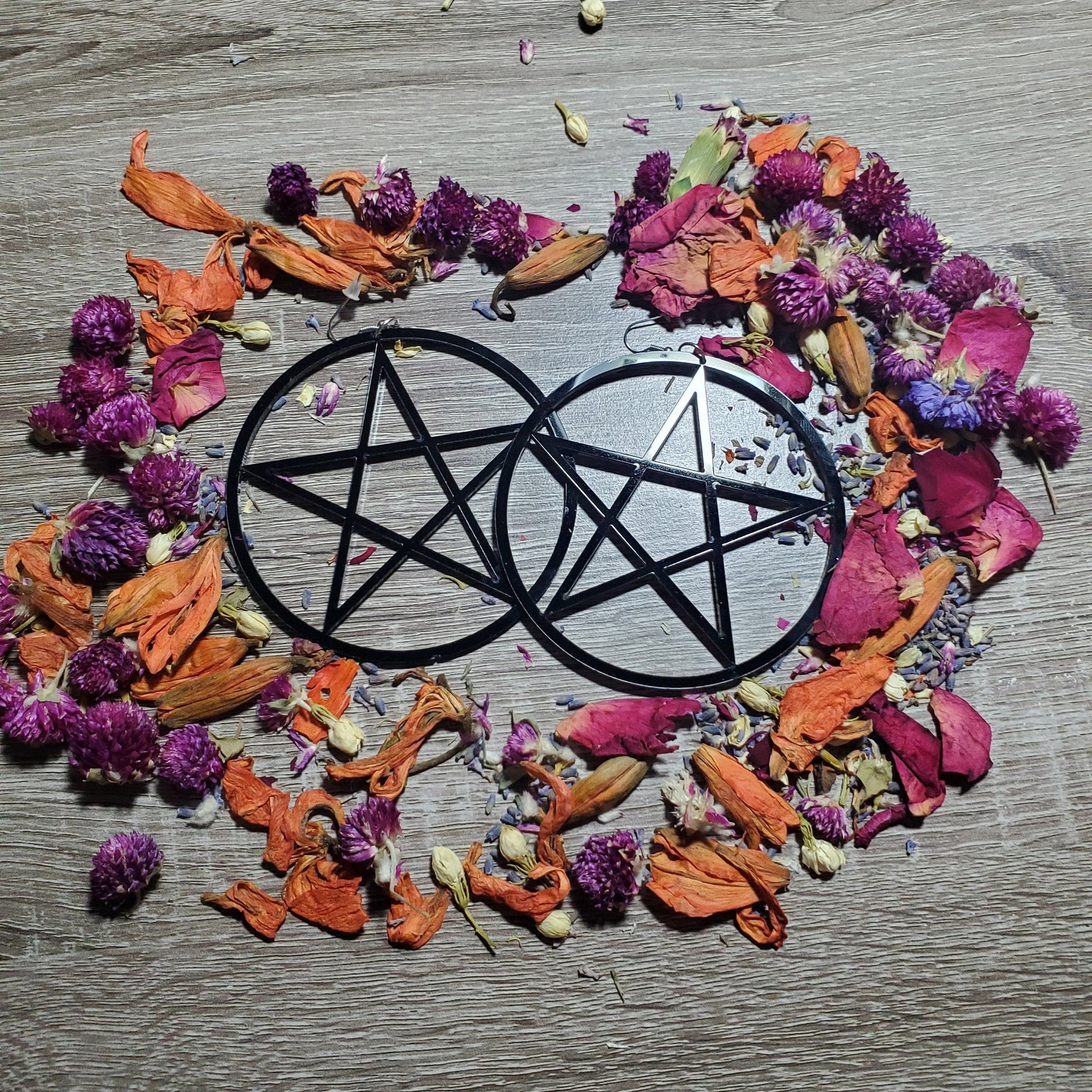 Pentagram Large Drop Earrings