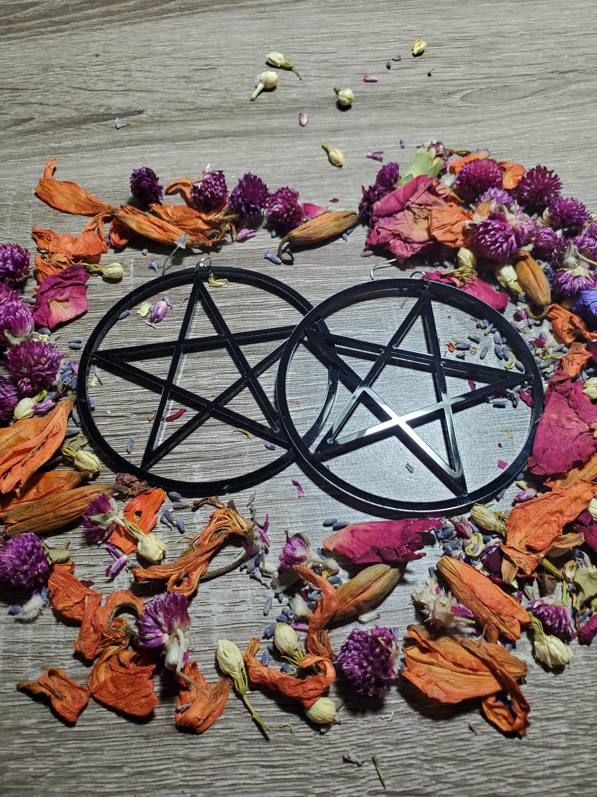 Pentagram Large Drop Earrings