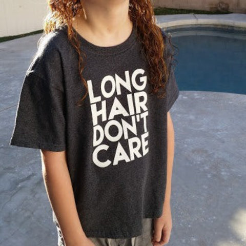 Long Hair Don't Care Kids Shirt