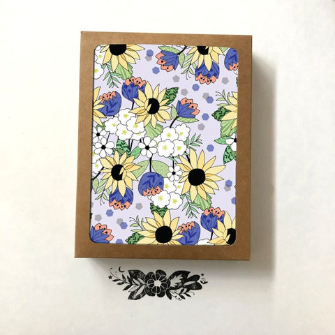 Home Sunflowers BOX of 8 blank thank yous - sunflowers pretty flowers notecards notes greeting cards